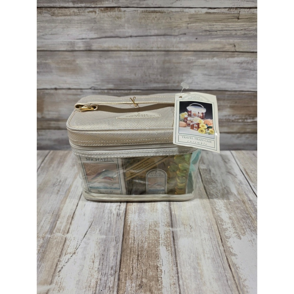 Sarah Michaels Travel Case Gardenia Seashore Bath Body Gift Set Gold Bag READ